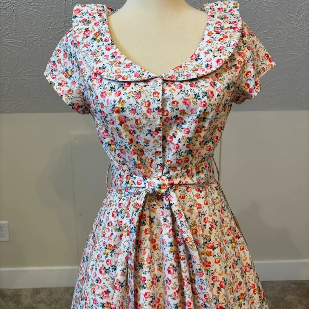NWT Lindy Bop Floral Dress Small - Picture 2 of 13